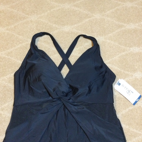Terra & Sky NWT Twist with Mesh Inset One-Piece Swimsuit, 1X (16W-18W) - Picture 3 of 14